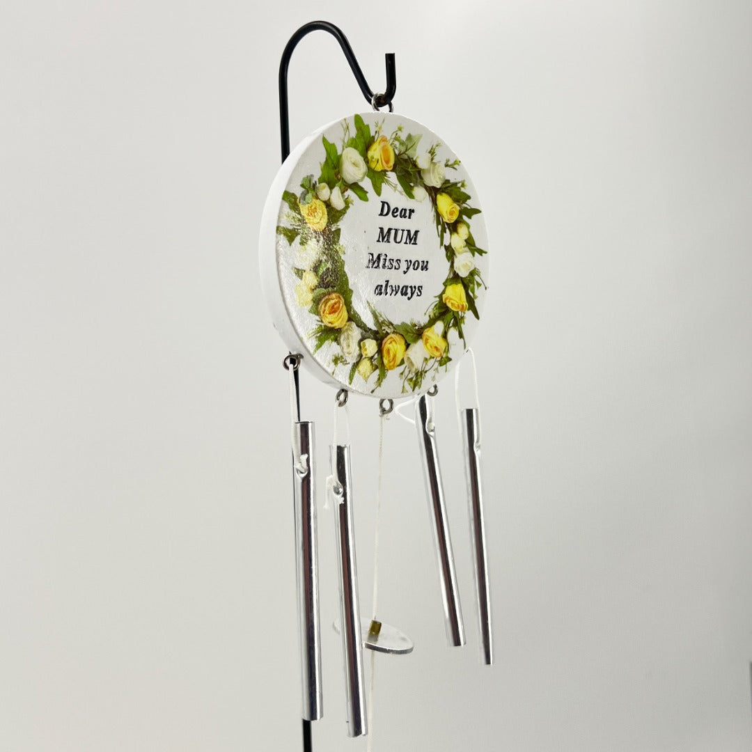 Special Mum Miss You Always Yellow Rose Memorial Wind Chime Graveside Ornament