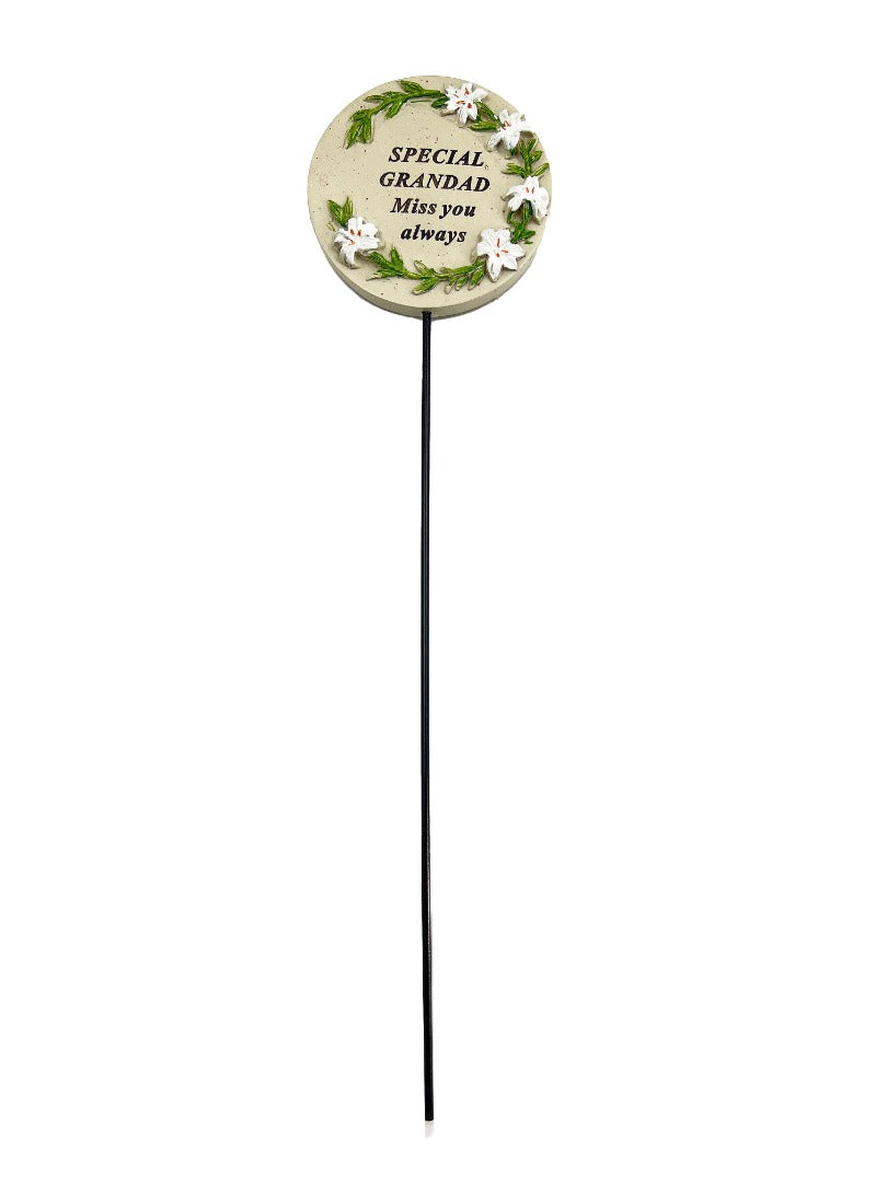 Special Grandad Lily Flower Memorial Tribute Stick Graveside Grave Plaque Stake