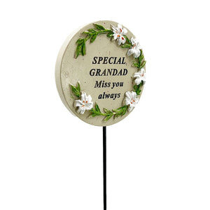 Special Grandad Lily Flower Memorial Tribute Stick Graveside Grave Plaque Stake