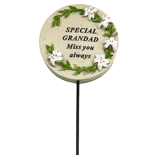 Special Grandad Lily Flower Memorial Tribute Stick Graveside Grave Plaque Stake