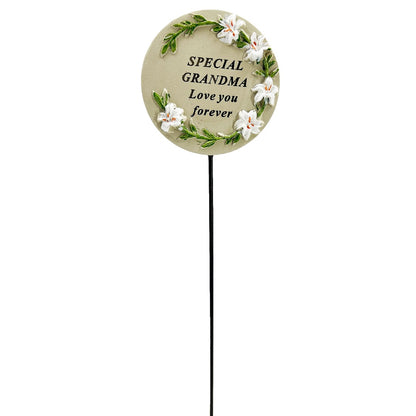 Special Grandma Lily Flower Memorial Tribute Stick Graveside Grave Plaque Stake