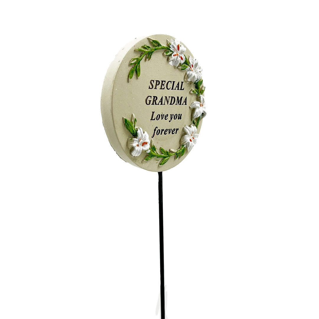 Special Grandma Lily Flower Memorial Tribute Stick Graveside Grave Plaque Stake