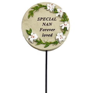 Special Nan Lily Flower Memorial Tribute Stick Graveside Grave Plaque Stake