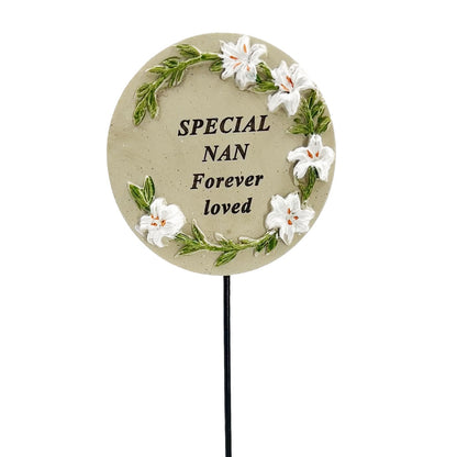 Special Nan Lily Flower Memorial Tribute Stick Graveside Grave Plaque Stake
