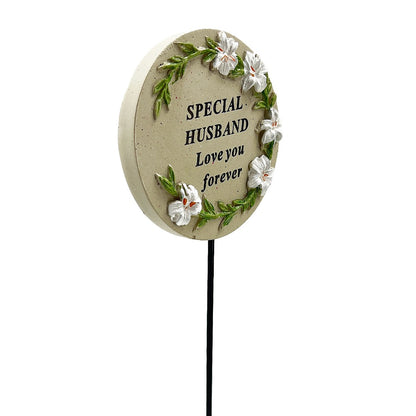 Special Husband Lily Flower Memorial Tribute Stick Graveside Grave Plaque Stake