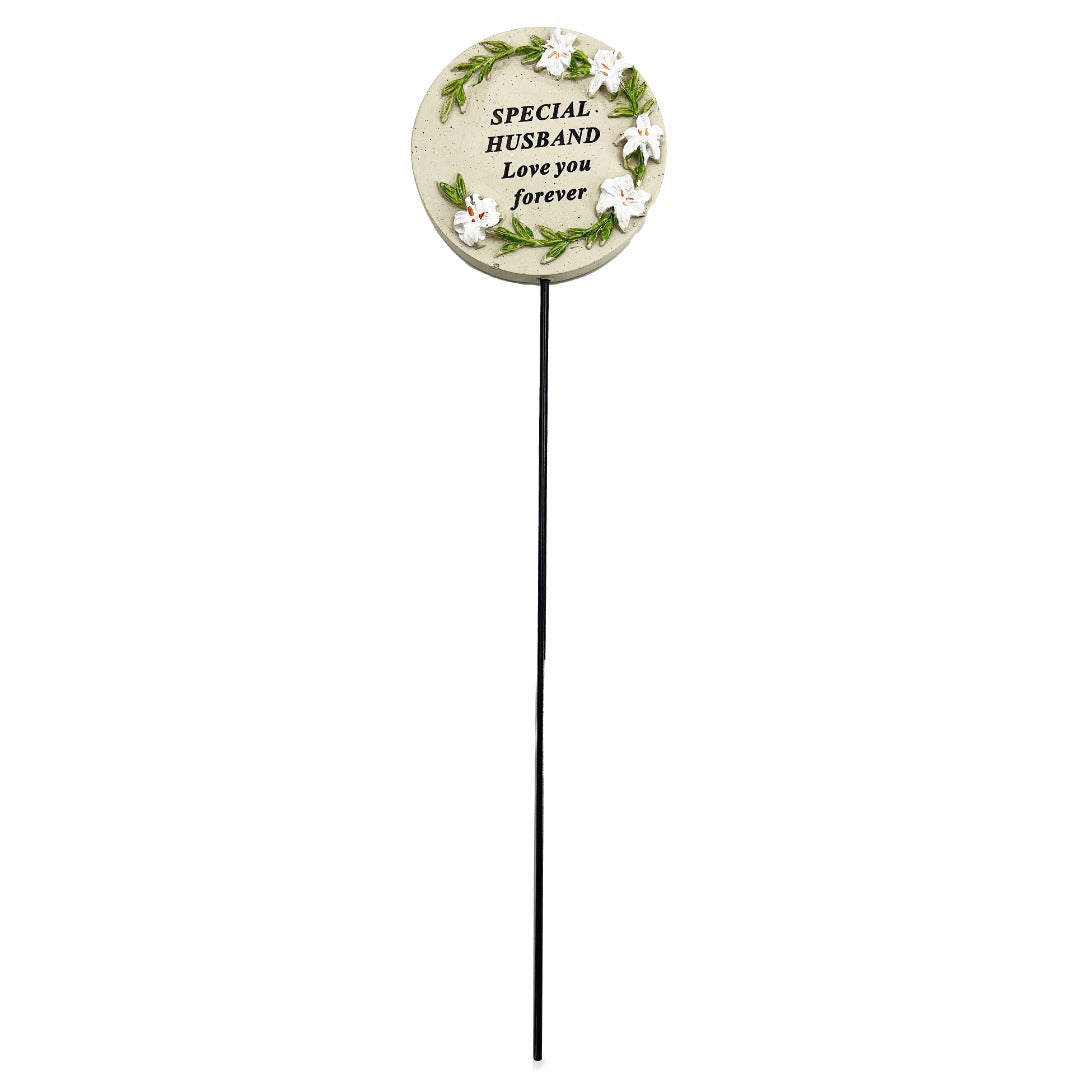Special Husband Lily Flower Memorial Tribute Stick Graveside Grave Plaque Stake