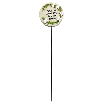 Special Husband Lily Flower Memorial Tribute Stick Graveside Grave Plaque Stake