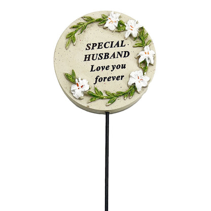 Special Husband Lily Flower Memorial Tribute Stick Graveside Grave Plaque Stake