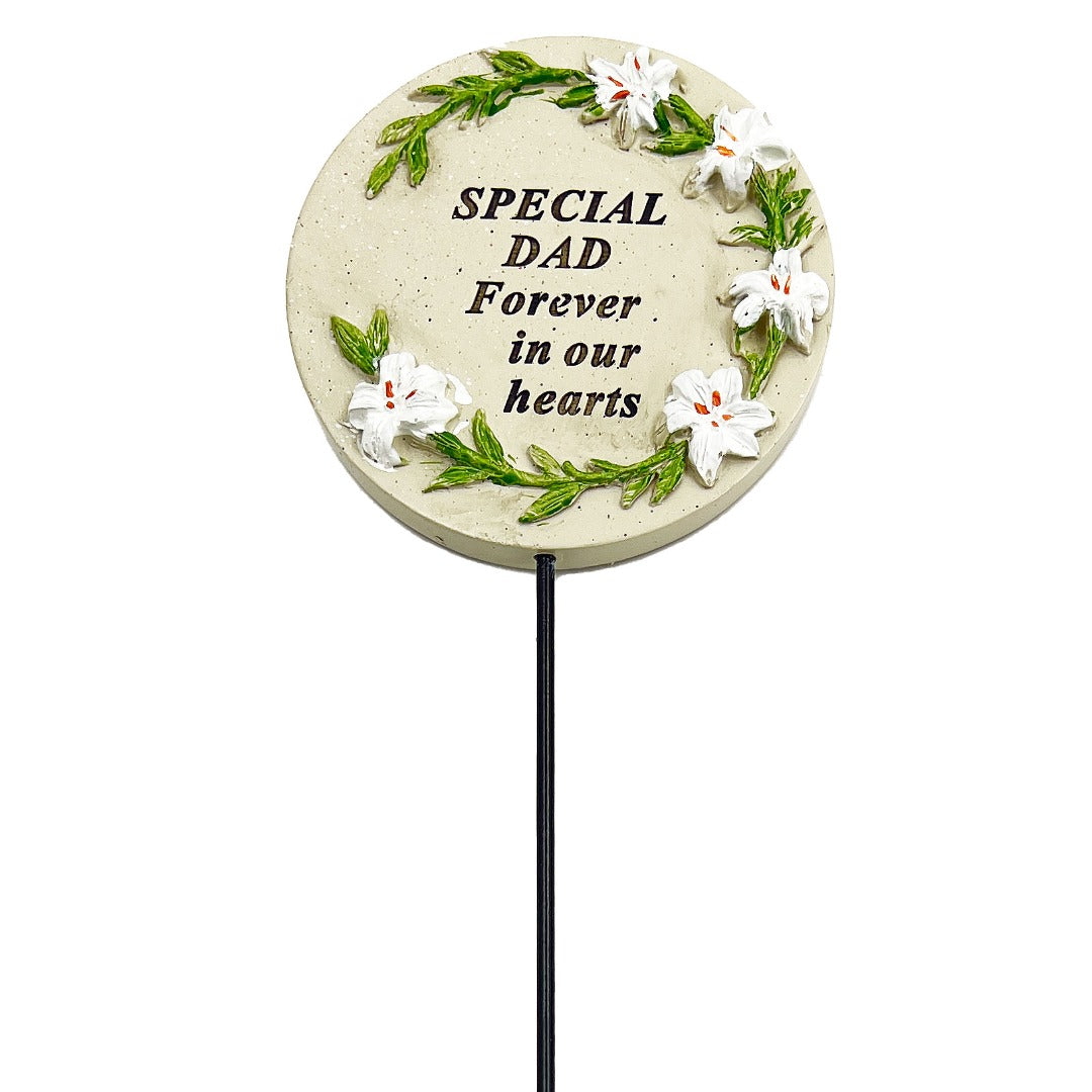Special Dad Lily Flower Memorial Tribute Stick Graveside Grave Plaque Stake