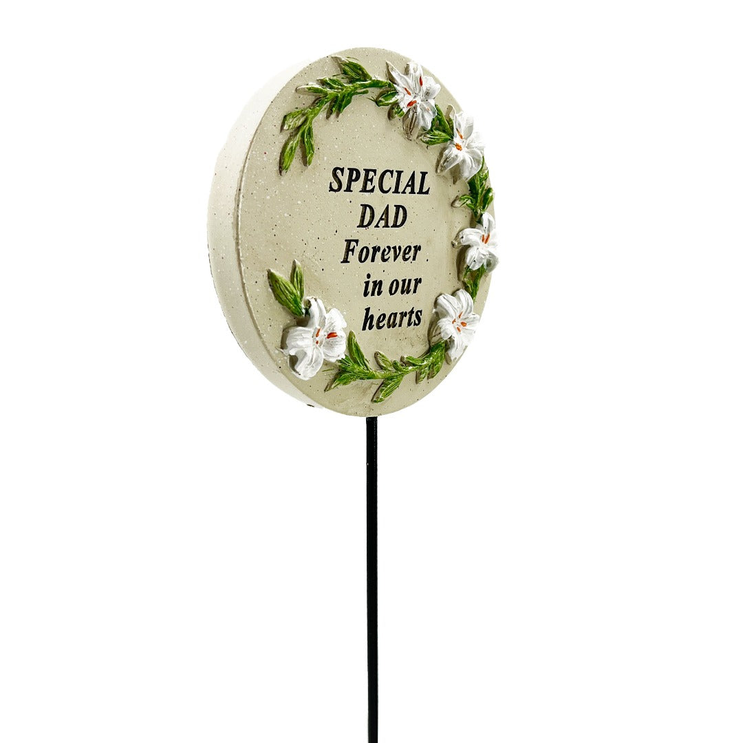 Special Dad Lily Flower Memorial Tribute Stick Graveside Grave Plaque Stake