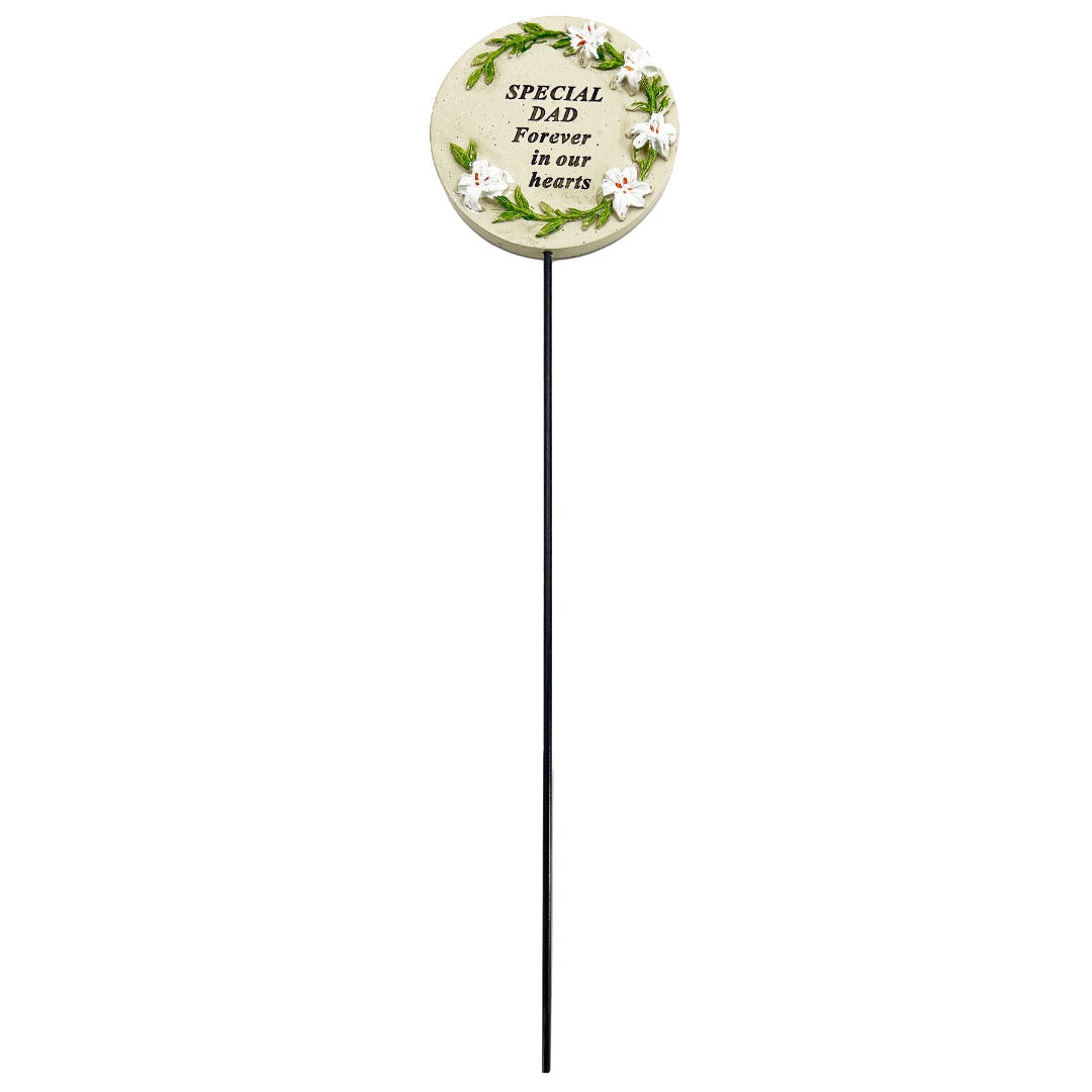 Special Dad Lily Flower Memorial Tribute Stick Graveside Grave Plaque Stake