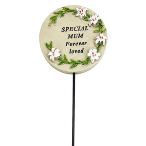 Special Mum Lily Flower Memorial Tribute Stick Graveside Grave Plaque Stake