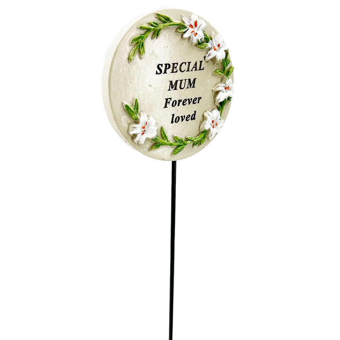 Special Mum Lily Flower Memorial Tribute Stick Graveside Grave Plaque Stake