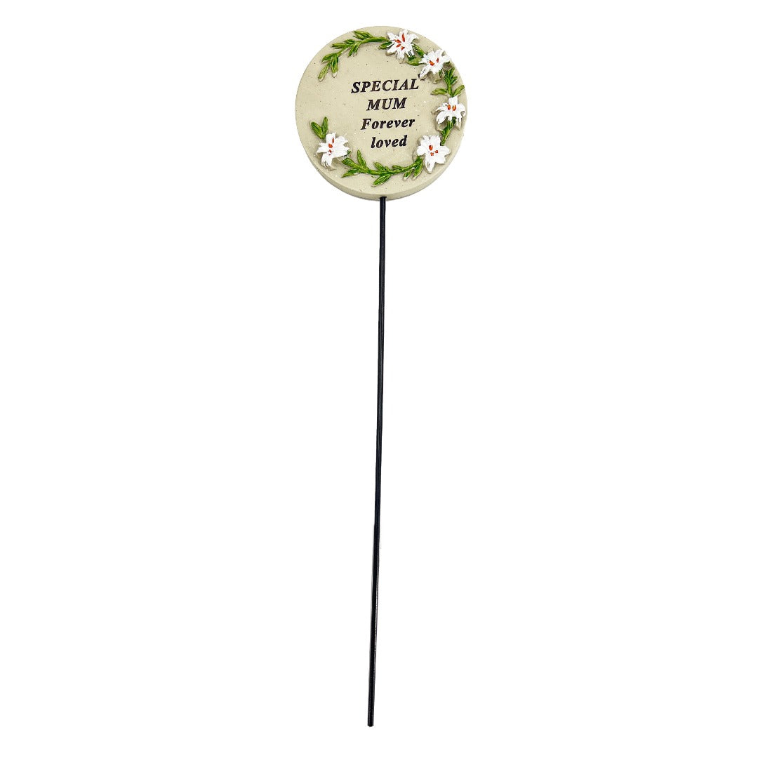 Special Mum Lily Flower Memorial Tribute Stick Graveside Grave Plaque Stake