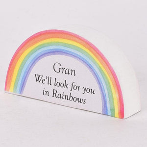 Gran Look For You In Rainbows Graveside Memorial Ornament Verse Plaque