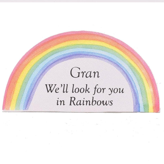Gran Look For You In Rainbows Graveside Memorial Ornament Verse Plaque
