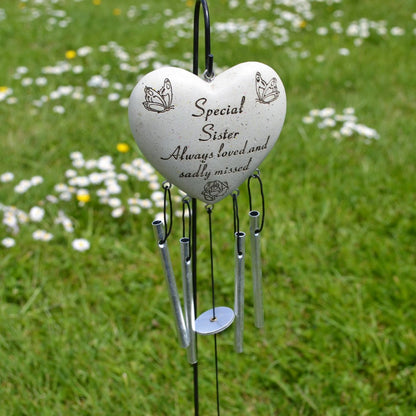 Special Sister Always Loved Sadly Missed Memorial Heart Wind Chime