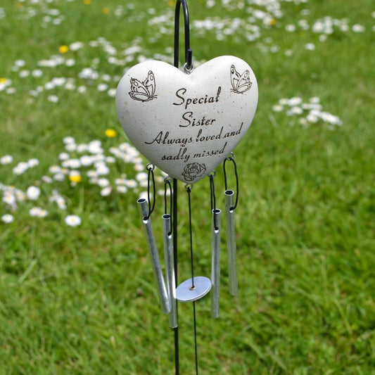 Special Sister Always Loved Sadly Missed Memorial Heart Wind Chime