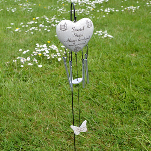 Special Sister Always Loved Sadly Missed Memorial Heart Wind Chime