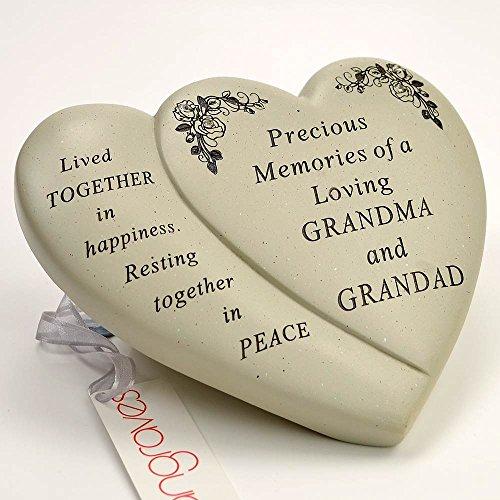 Grandma & Grandad Diamante Flower Double Heart Ornament - Angraves Memorials