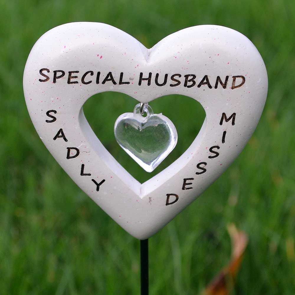 Sadly Missed Special Husband Love Heart Memorial Remembrance Stick