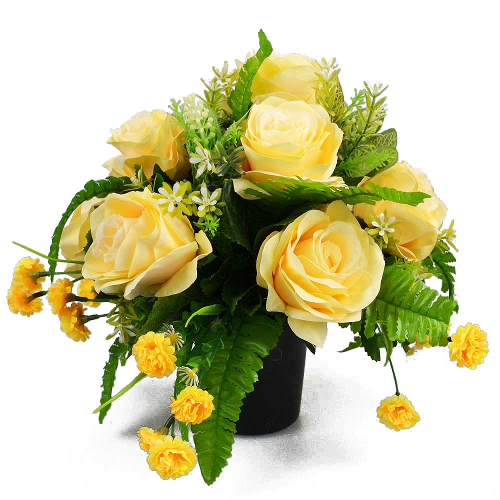 Tiff Yellow Roses Artificial Flower Memorial Arrangement