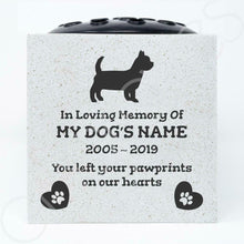 Load image into Gallery viewer, Yorkshire Terrier Personalised Pet Dog Graveside Memorial Flower Vase