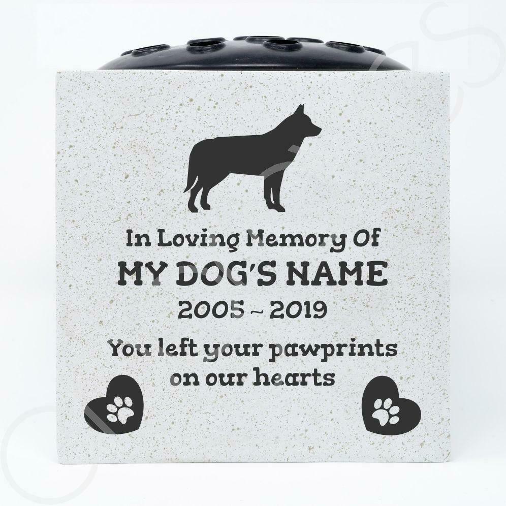 Husky Personalised Pet Dog Graveside Memorial Flower Vase
