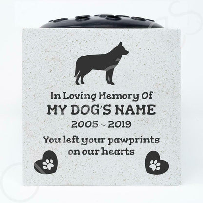 Husky Personalised Pet Dog Graveside Memorial Flower Vase