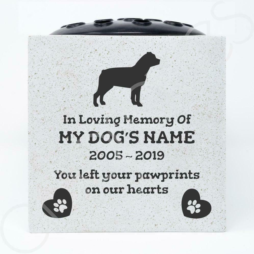 Rottweiler Personalised Pet Dog Graveside Memorial Flower Vase