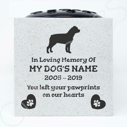 Rottweiler Personalised Pet Dog Graveside Memorial Flower Vase