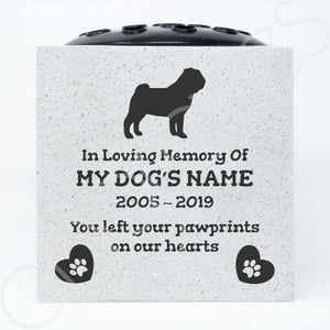 Pug Personalised Pet Dog Graveside Memorial Flower Vase