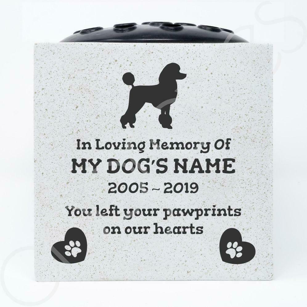 Poodle Personalised Pet Dog Graveside Memorial Flower Vase