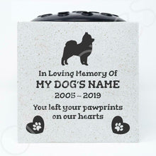 Load image into Gallery viewer, Pomeranian Personalised Pet Dog Graveside Memorial Flower Vase