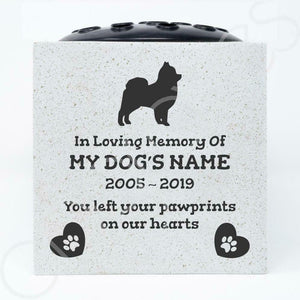 Pomeranian Personalised Pet Dog Graveside Memorial Flower Vase