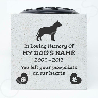 Pit Bull Terrier Personalised Pet Dog Graveside Memorial Flower Vase