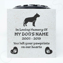 Load image into Gallery viewer, Pit Bull Terrier Personalised Pet Dog Graveside Memorial Flower Vase
