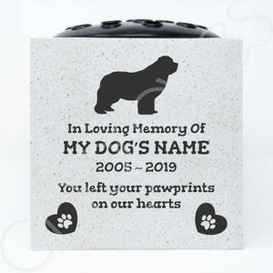 Newfoundland Personalised Pet Dog Graveside Memorial Flower Vase
