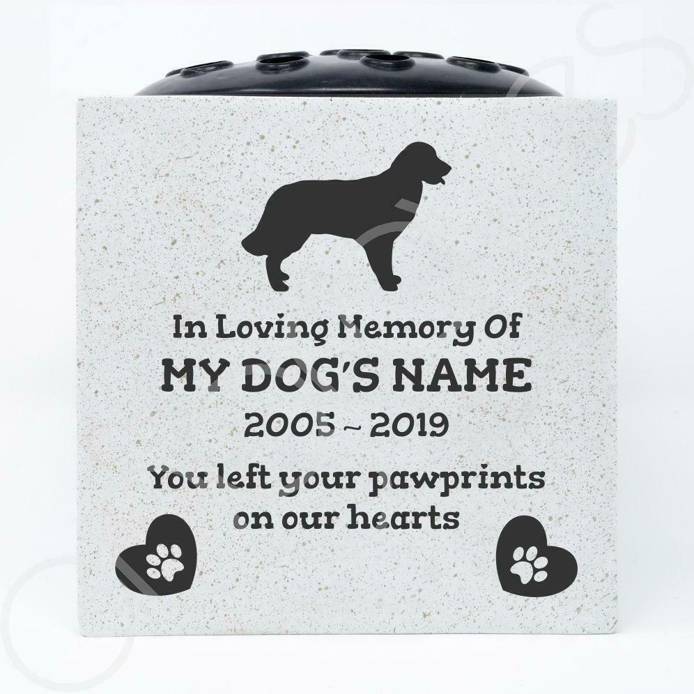 Golden Retriever Personalised Pet Dog Graveside Memorial Flower Vase