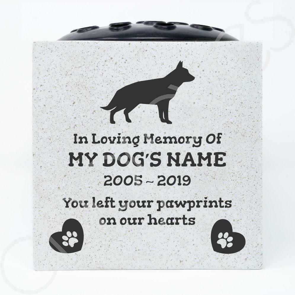 German Shepherd Personalised Pet Dog Graveside Memorial Flower Vase