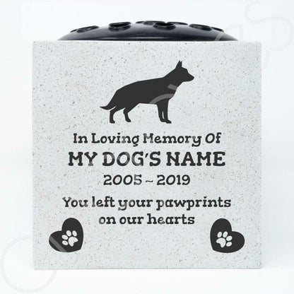 German Shepherd Personalised Pet Dog Graveside Memorial Flower Vase