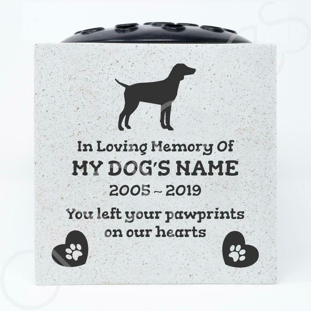 German Pointer Personalised Pet Dog Graveside Memorial Flower Vase