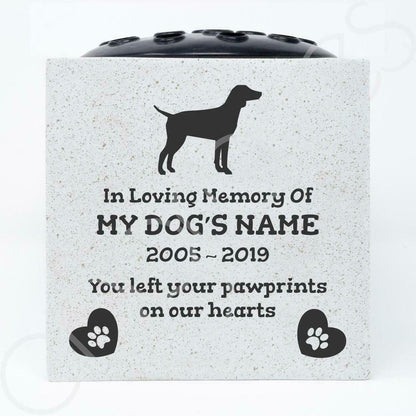 German Pointer Personalised Pet Dog Graveside Memorial Flower Vase