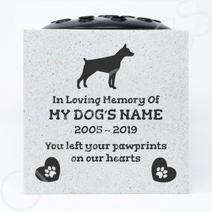 Dobermann Personalised Pet Dog Graveside Memorial Flower Bowl