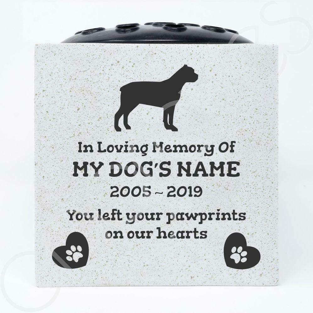 Cane Corso Personalised Pet Dog Graveside Memorial Flower Vase