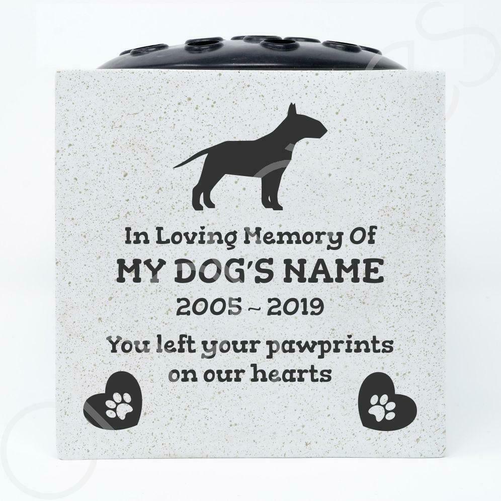 Bull Terrier Personalised Pet Dog Graveside Memorial Flower Vase