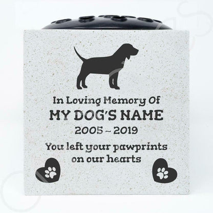 Beagle Personalised Pet Dog Graveside Memorial Flower Vase
