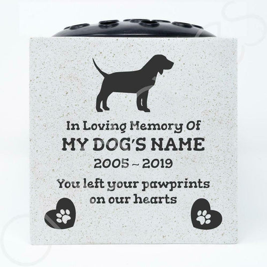 Beagle Personalised Pet Dog Graveside Memorial Flower Vase