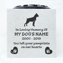 Load image into Gallery viewer, Boxer Personalised Pet Dog Graveside Memorial Flower Vase