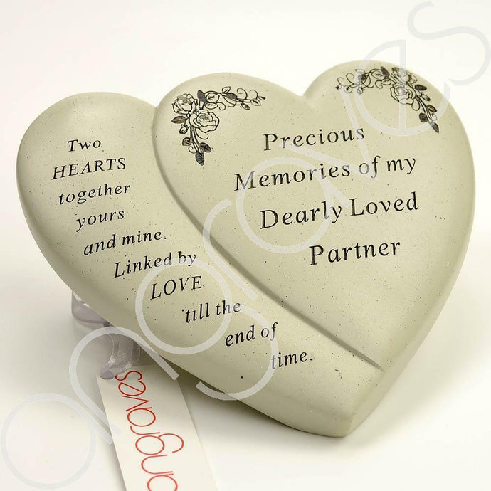 Partner Diamante Flower Double Heart Ornament - Angraves Memorials